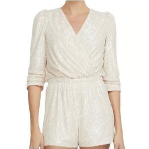 NWT Generation Love Allegra Sequin V-Neck Short Romper Shell Women's Size XL